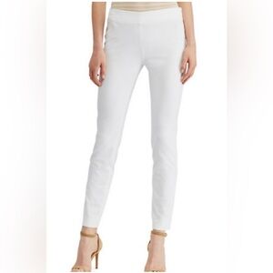 Lauren Ralph Lauren Womens White Zippered Ankle Length
Skinny Pants 14